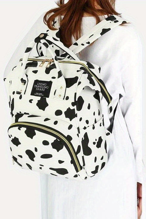 Western Cow Print Canvas Multi Pocket Backpack