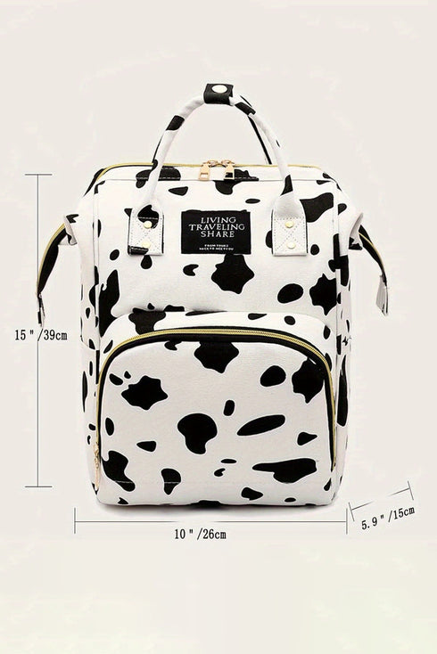 Western Cow Print Canvas Multi Pocket Backpack