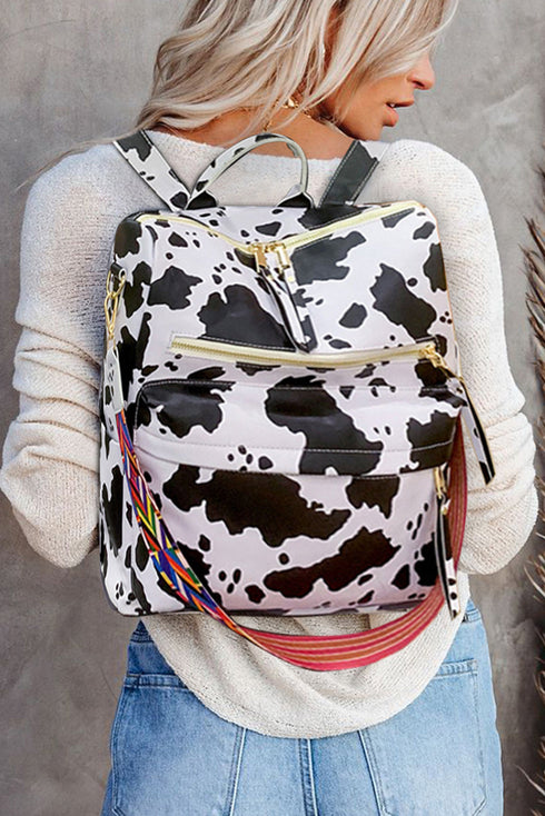 Western Cow Print Faux Leather Dome Backpack