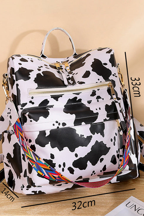 Western Cow Print Faux Leather Dome Backpack