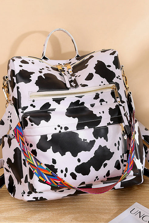 Western Cow Print Faux Leather Dome Backpack