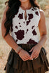 Western Cow Spot Button Down Sweater Vest