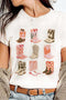 Western Cowboy Boot Graphic Print Short Sleeve Knit Tee