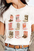 Western Cowboy Boot Graphic Print Short Sleeve Knit Tee