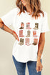 Western Cowboy Boot Graphic Print Short Sleeve Knit Tee