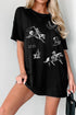 Western Cowboy Print Oversized Casual Tunic Graphic Tee