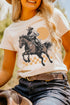 Western Cowboy Print Short Sleeve Crew Neck Graphic Tee