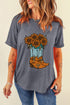 Western Cowgirl Boot Sunflower Graphic Crew Neck Tee