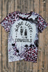 Western Cowgirl Boots Graphic Print Bleached Tee Shirt