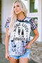 Western Cowgirl Boots Graphic Print Bleached Tee Shirt