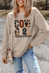 Western Cowgirl Graphic Ribbed Corded Crewneck Sweatshirt