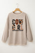Western Cowgirl Graphic Ribbed Corded Crewneck Sweatshirt