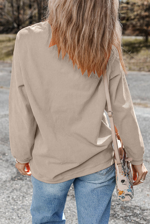 Western Cowgirl Graphic Ribbed Corded Crewneck Sweatshirt