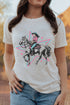 Western Cowgirl Graphic T Shirt With Layered Star Background