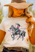 Western Cowgirl Graphic T Shirt With Layered Star Background