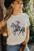 Western Cowgirl Graphic T Shirt With Layered Star Background