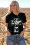 Western Cross Graphic Rolled Cuff Jersey Tee