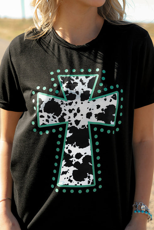 Western Cross Graphic Rolled Cuff Jersey Tee