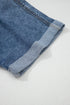 Western Denim Button Flap Pocket Cuffed Short Sleeve Shirt