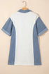 Western Denim Patchwork Blocked Polo T Shirt Dresses