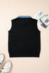 Western Denim Patchwork Collar Knit Sweater Vest