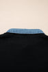 Western Denim Patchwork Collar Knit Sweater Vest