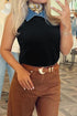 Western Denim Patchwork Collar Knit Sweater Vest