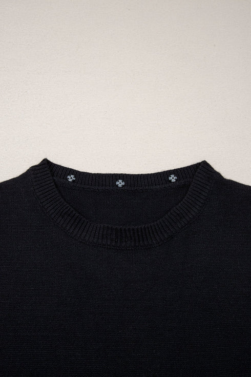 Western Denim Patchwork Collar Knit Sweater Vest