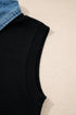 Western Denim Patchwork Collar Knit Sweater Vest