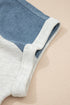 Western Denim Patchwork Cuffed Sleeve Polo Tee
