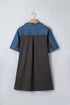 Western Denim Patchwork Polo Collar Shift T Shirt Dress
