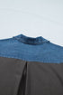 Western Denim Patchwork Polo Collar Shift T Shirt Dress