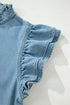 Western Denim Ruffle Sleeve Button Down Mini Dress