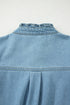 Western Denim Ruffle Sleeve Button Down Mini Dress
