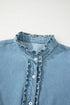 Western Denim Ruffle Sleeve Button Down Mini Dress