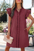 Western Denim Ruffle Sleeve Button Down Mini Dress