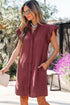 Western Denim Ruffle Sleeve Button Down Mini Dress