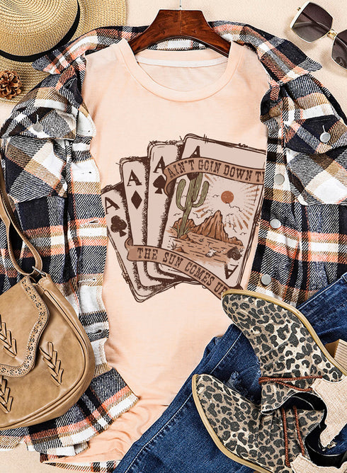 Western Desert Aces Graphic Print Short Sleeve Tee