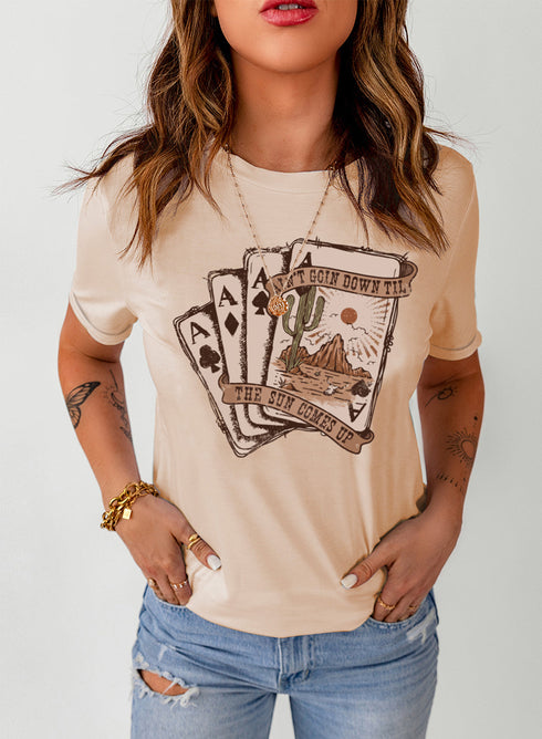 Western Desert Aces Graphic Print Short Sleeve Tee