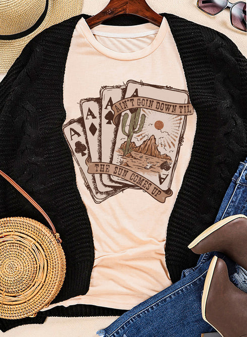 Western Desert Aces Graphic Print Short Sleeve Tee