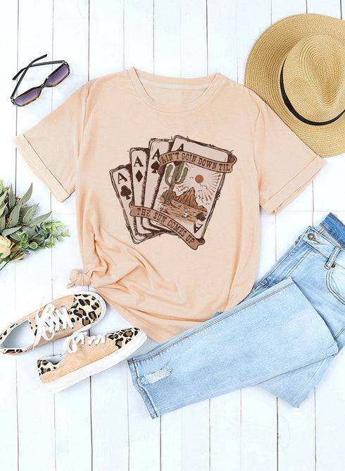 Western Desert Aces Graphic Print Short Sleeve Tee