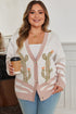 Western Desert Cactus Print Patchwork Button Cardigan Sweater