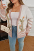 Western Desert Cactus Print Patchwork Button Cardigan Sweater