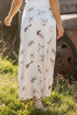 Western Desert Satin Long Skirt with Western Print