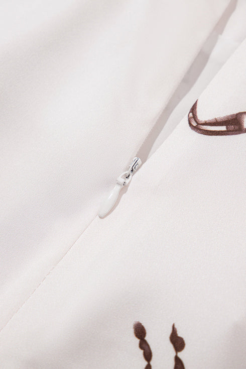 Western Desert Satin Long Skirt with Western Print