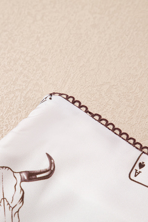 Western Desert Satin Long Skirt with Western Print