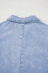 Western Double Ruffled Sleeve Buttoned Collared Denim Mini Dress