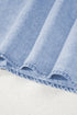 Western Double Ruffled Sleeve Buttoned Collared Denim Mini Dress