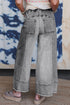 Western Drawstring Seam Detail Raw Hem Wide Leg Jeans