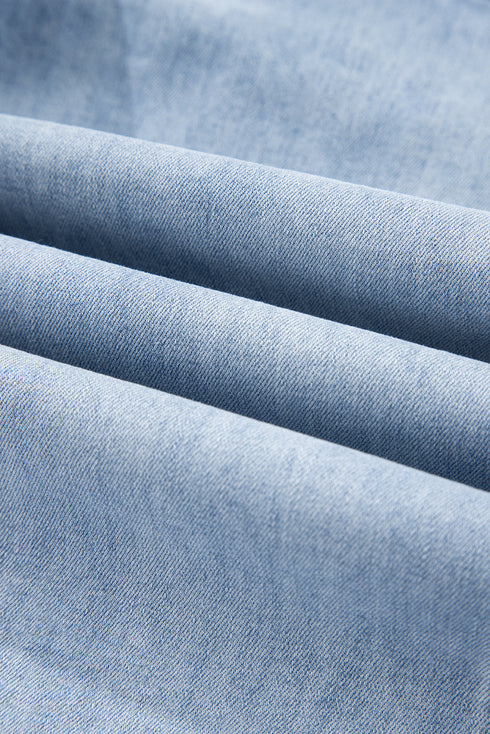 Western Drawstring Seam Detail Raw Hem Wide Leg Jeans